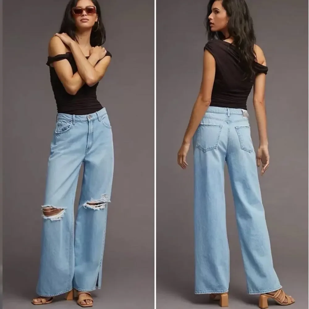 MOTHER SNACKS! The Fun Dip Puddle Wide Leg Jeans in Lots of Nibbles Size 26